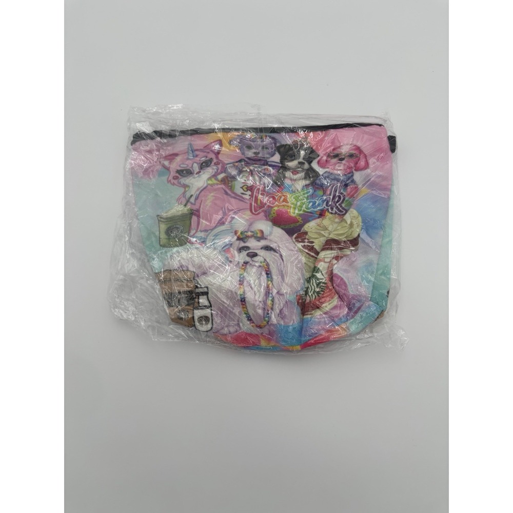 Lisa Frank Cosmetic Or Accessories Canvas Zippered Bag - Dogs Cats Starbucks